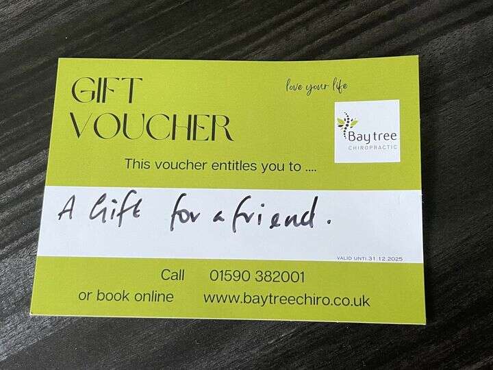 Bay Tree chiropractic gift voucher